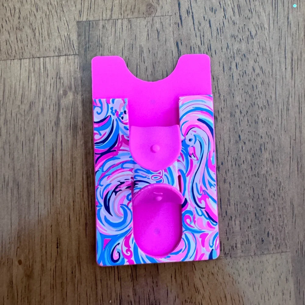 NWT Lilly Pulitzer Phone Card Case Raz Berry Flamingoals